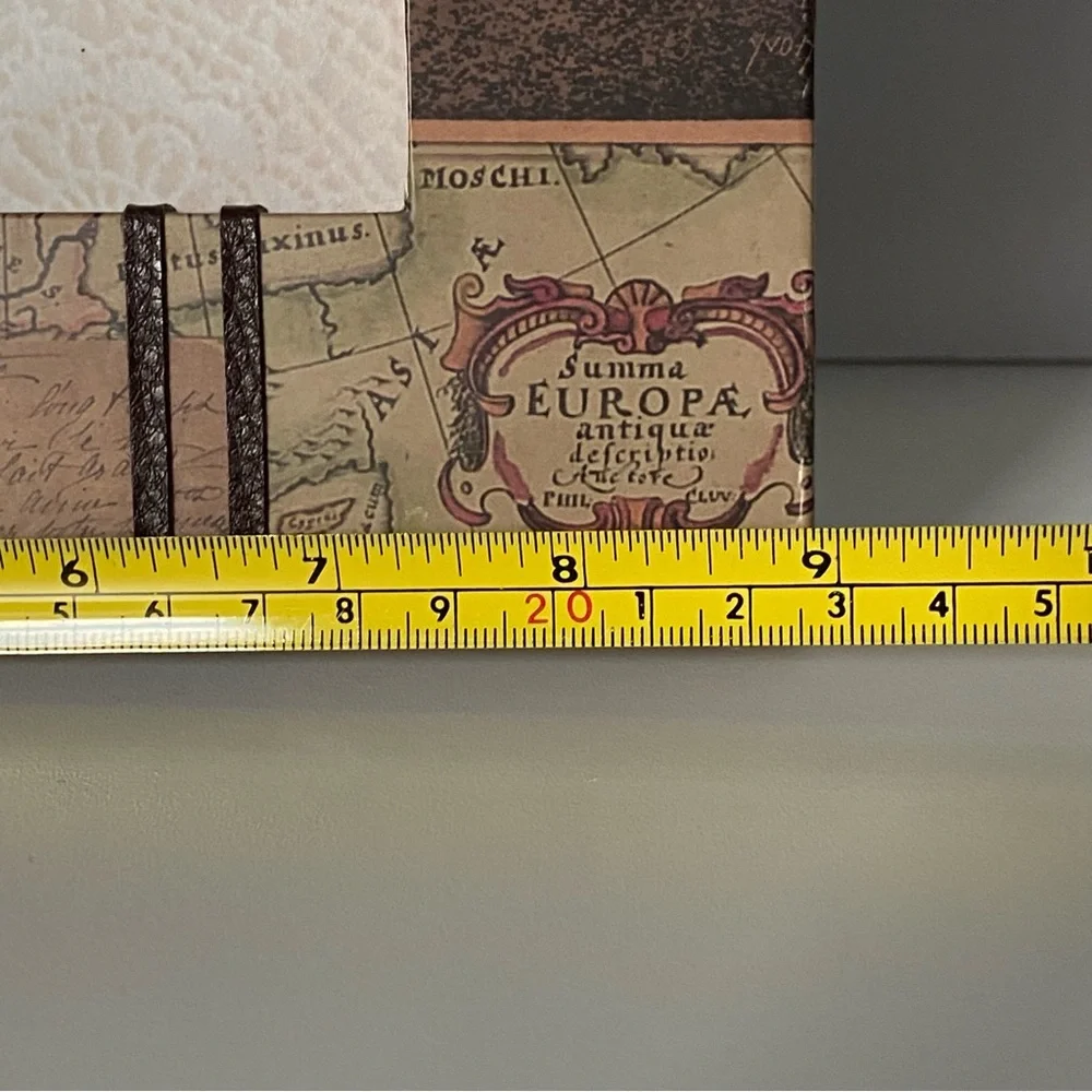 Suitcase Frame Old World Map Mud Pie 4 X 6” Photo Leather Handle Vintage Look